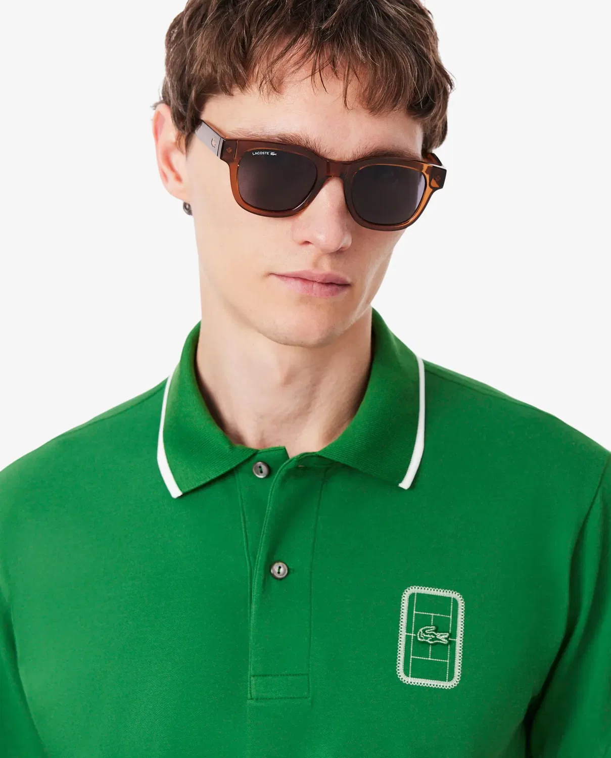 Поло мужское Lacoste с принтом, Verde — фото 3