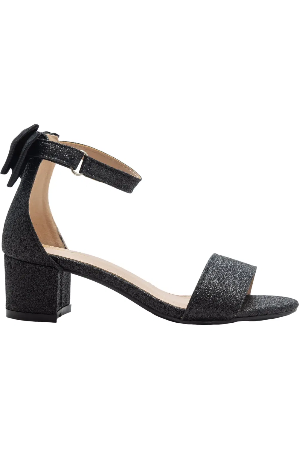 Детские сандалии на каблуке с блестками Glitter Banded Block Heels Tulleen, черный — фото 2