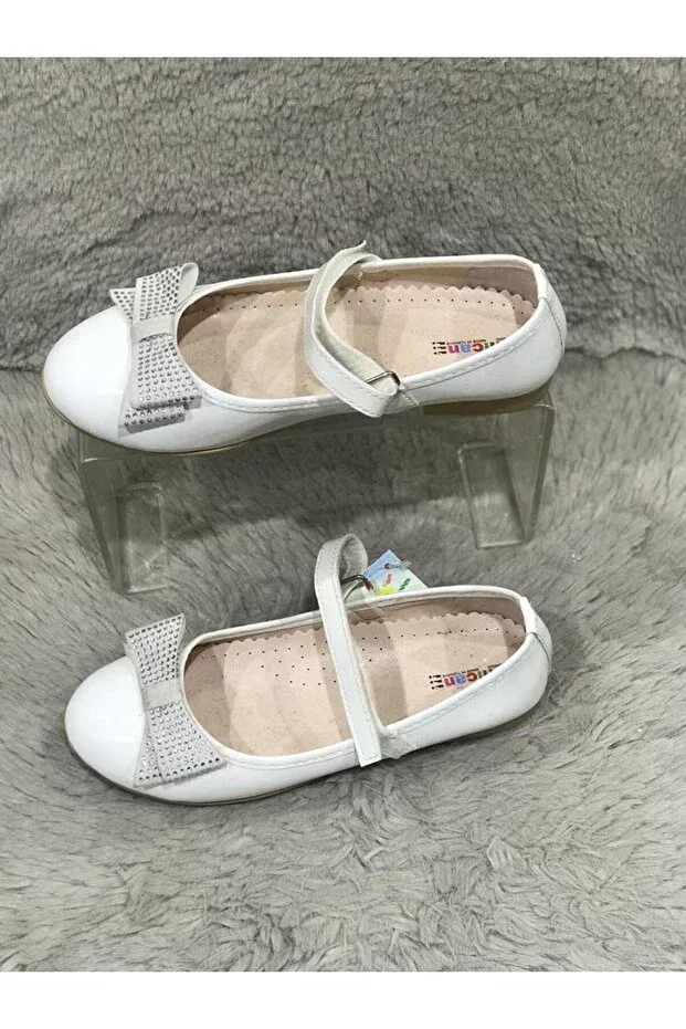 Детские балетки для девочек с коротким каблуком Aysun Ayakkabı, White