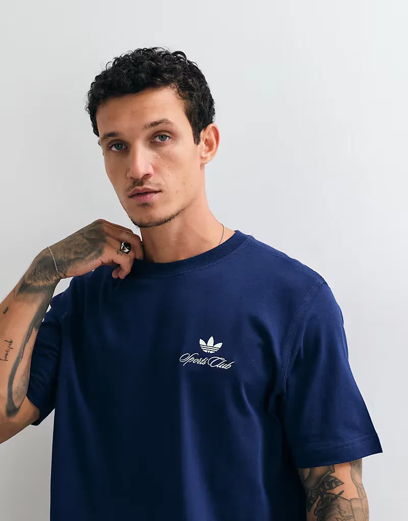 Футболка Adidas Originals с принтом спортивного клуба на спине, темно-синий — фото 3