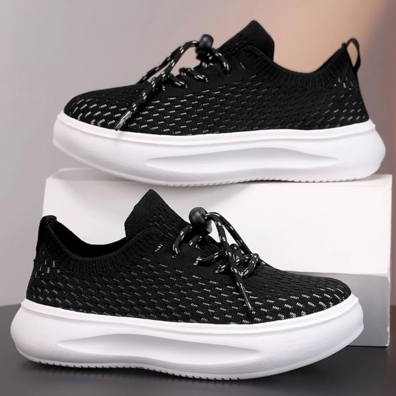 Детские кроссовки для бега с дышащей сеткой LLTMALL, Black — фото 3