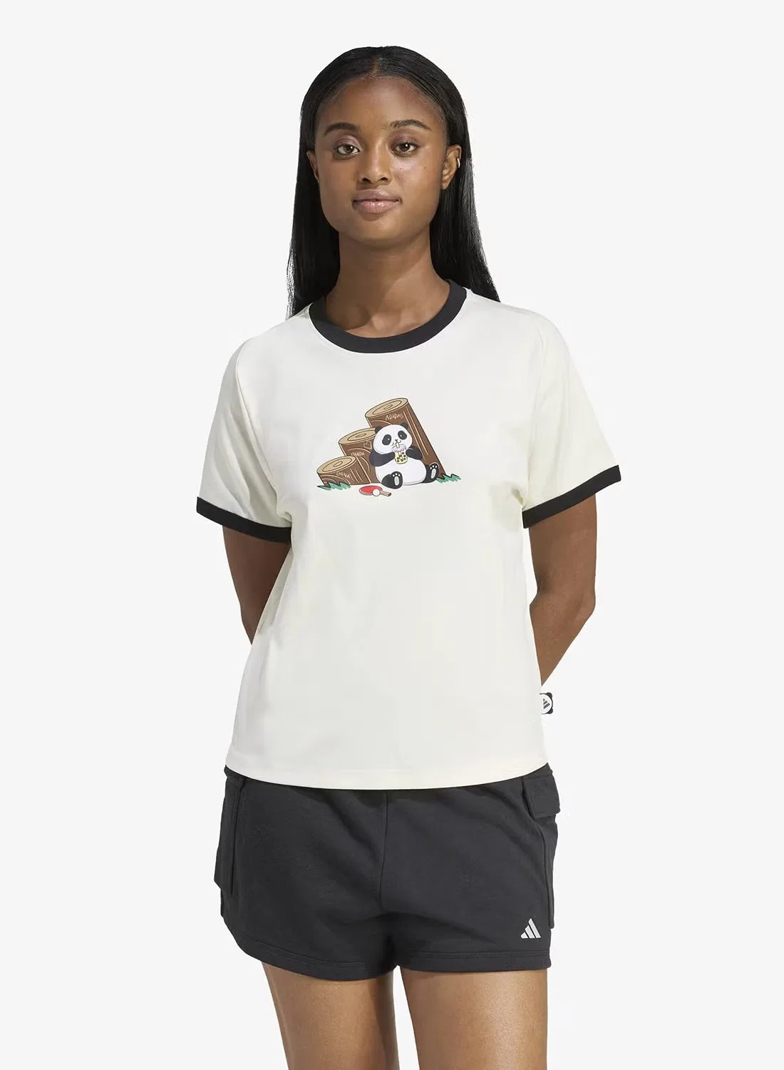 Футболка с принтом Panda chill Adidas, белый