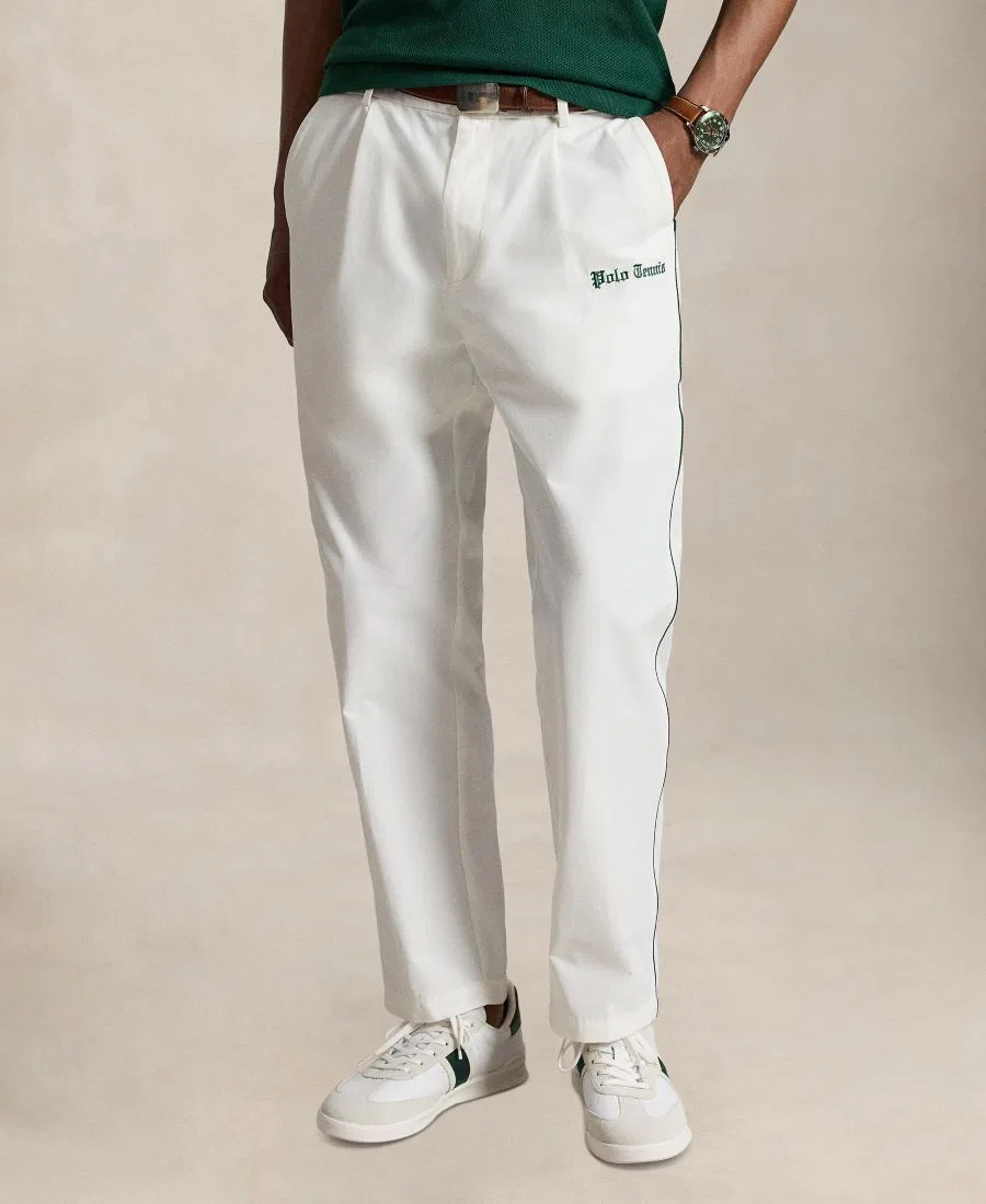 Брюки прямого кроя с вышивкой Polo Ralph Lauren, Paper White