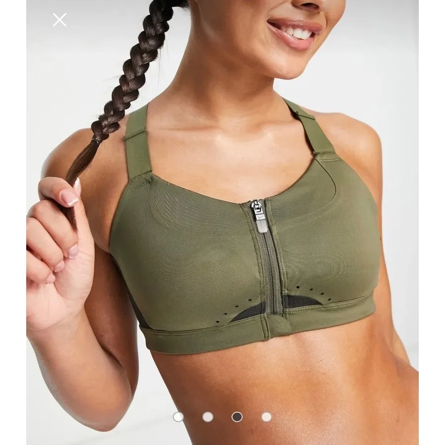 Спортивный бюстгальтер с высокой поддержкой и молнией Dri-Fit Alpha High-Support Padded Zip Training Nike, Зеленый