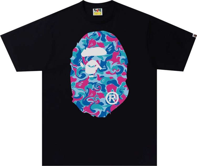 

Футболка BAPE Marble Camo Big Ape Head Tee 'Black', черный