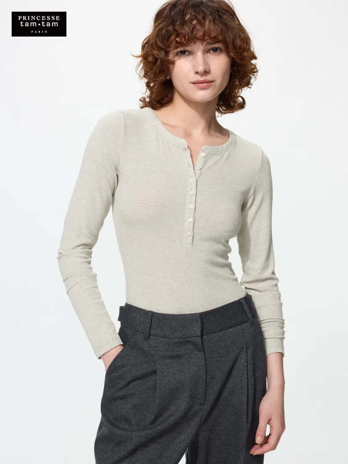 Футболка-поло Uniqlo Heattech, ультратеплая, светло-серый
