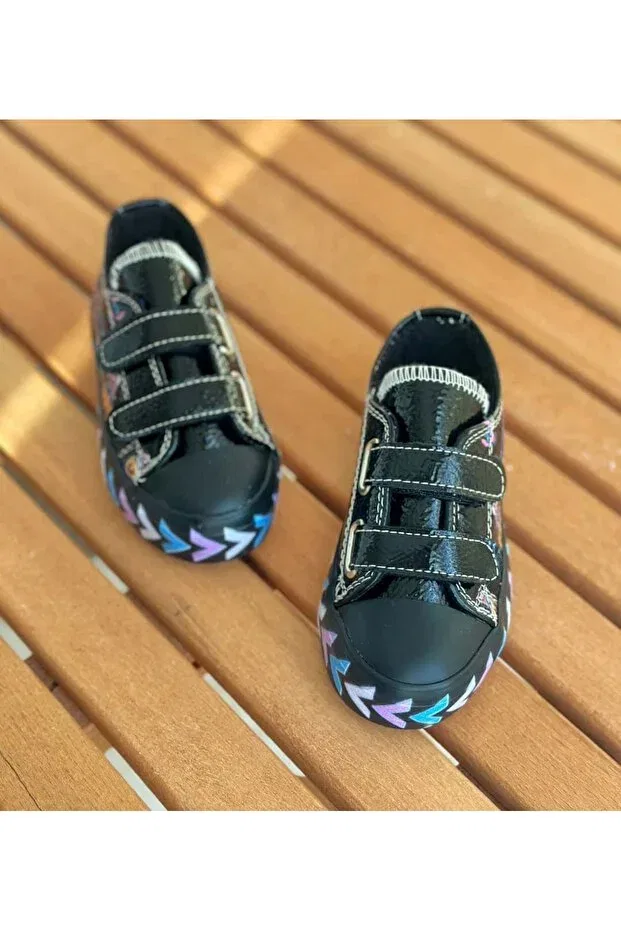 Детские туфли для девочек с коротким каблуком Surpie Shoes, Black — фото 2