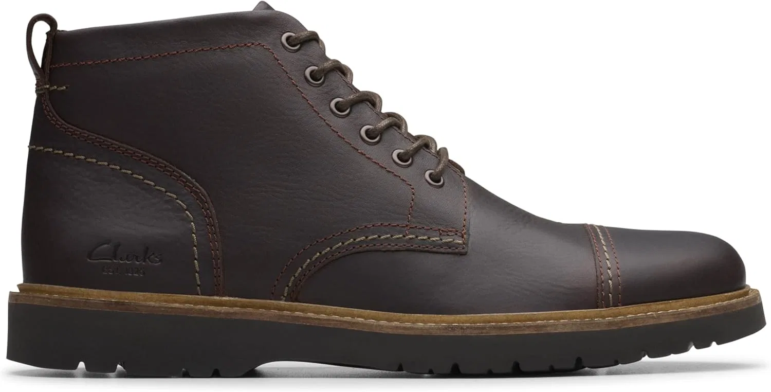 Мужские ботинки Clarks Eastridge Mid Lace-Up Chukka Boot на шнуровке, Dark Brown Leather — фото 2
