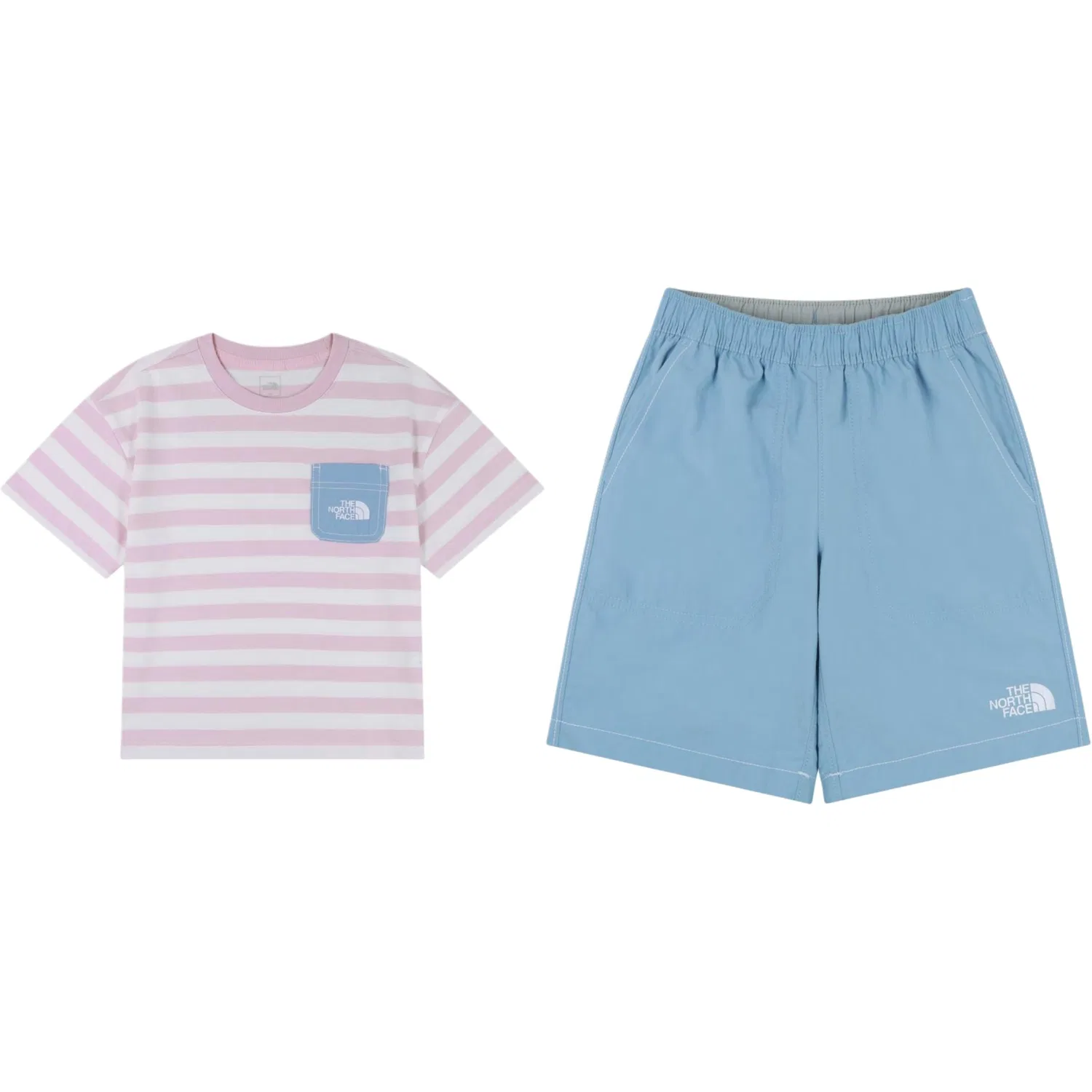 Детский спортивный комплект PLAYON Kids' THE NORTH FACE, Pink Top+Blue Shorts