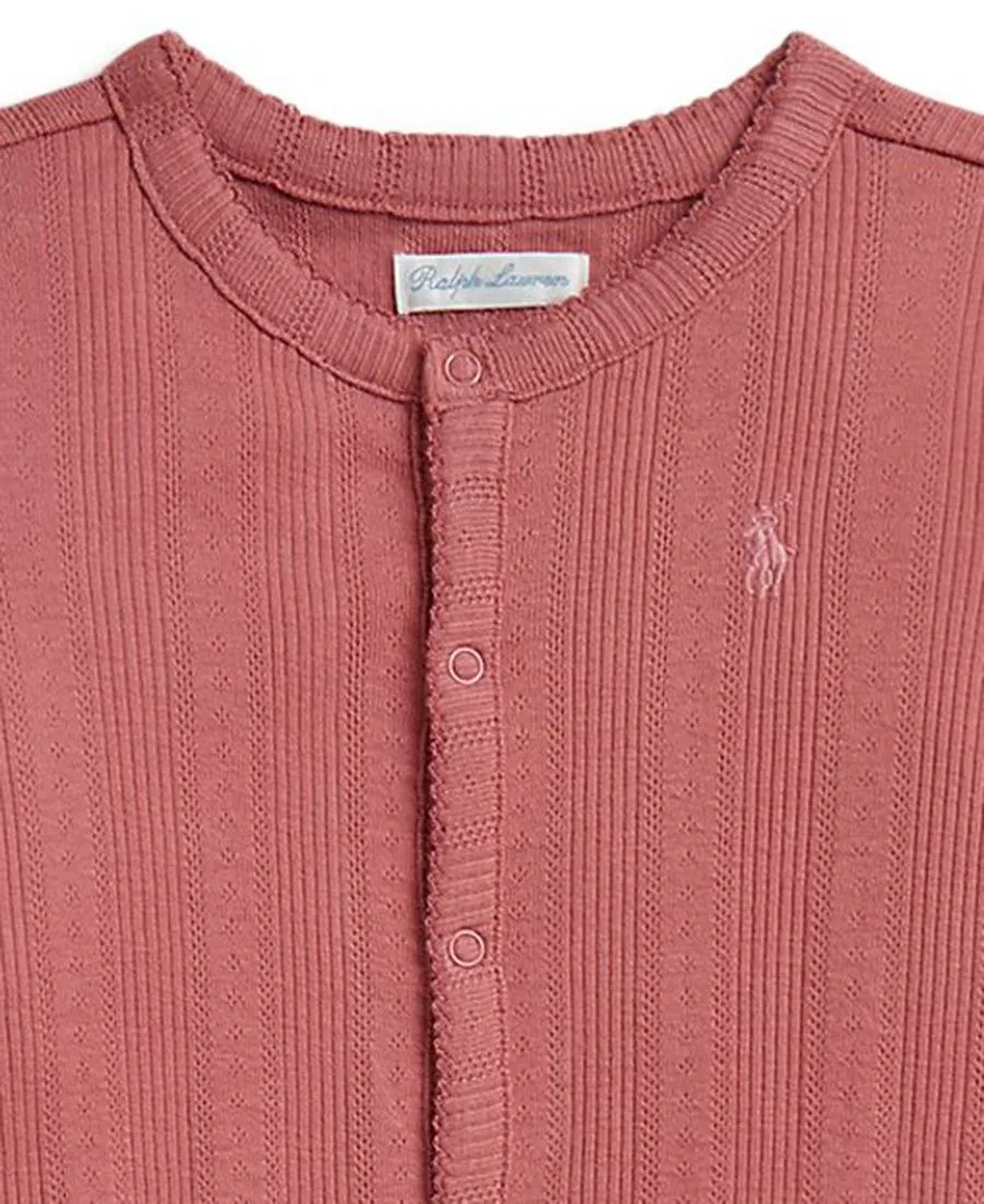 Детский комбинезон-слип с пико-отделкой Pointelle Cotton Polo Ralph Lauren, Canvas Pink — фото 3
