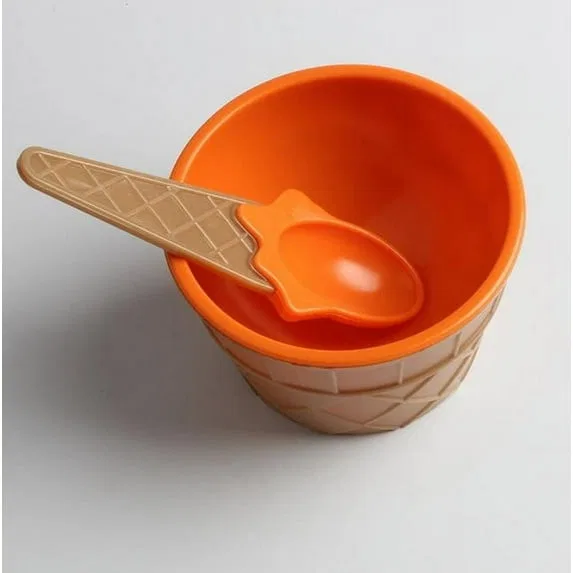 Детская миска для мороженого с ложкой, Huayishang, Orange — фото 2