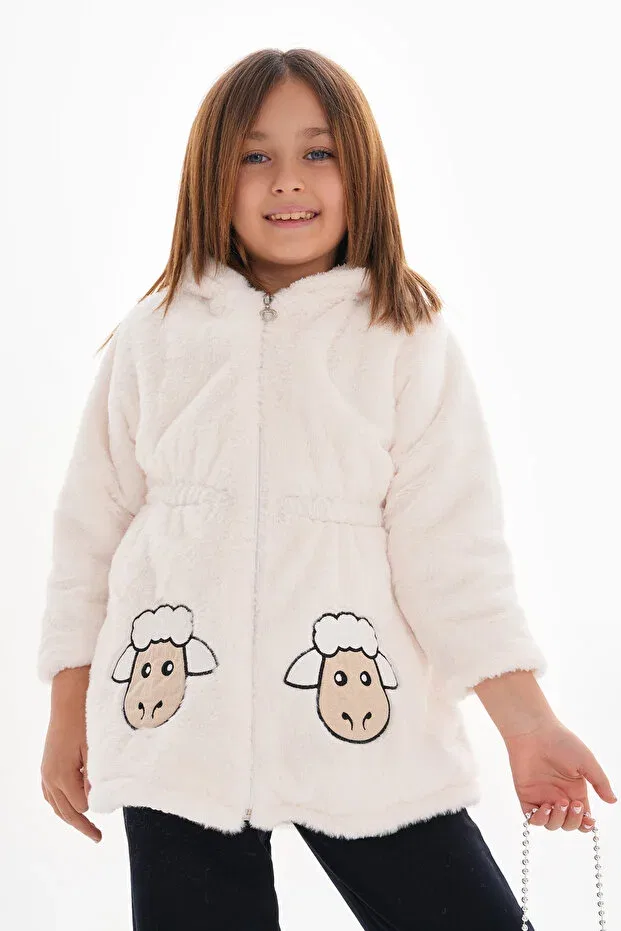 Детское пальто для девочек с вышивкой Petite Roba Kids, Ecru — фото 4