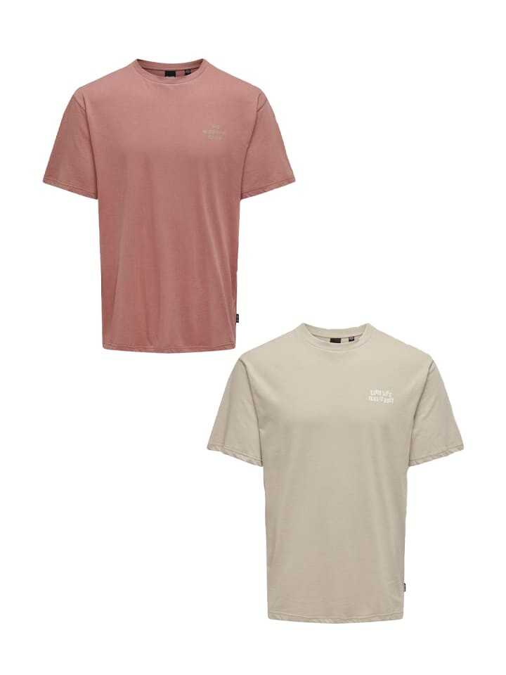 

Футболка Only&Sons locker geschnitten Rundhals, цвет beige-rot