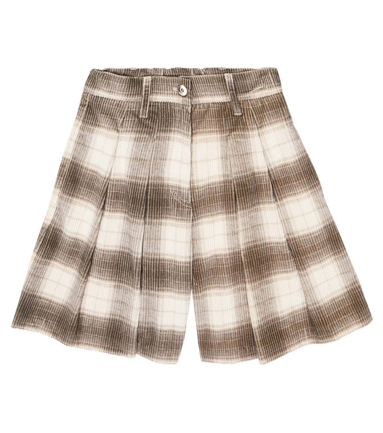 Шорты вельветовые в клетку Brunello Cucinelli Kids, коричневый