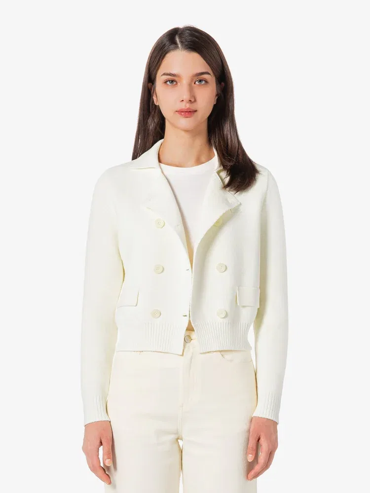 Кардиган женский LACOSTE White, Двойной жакет