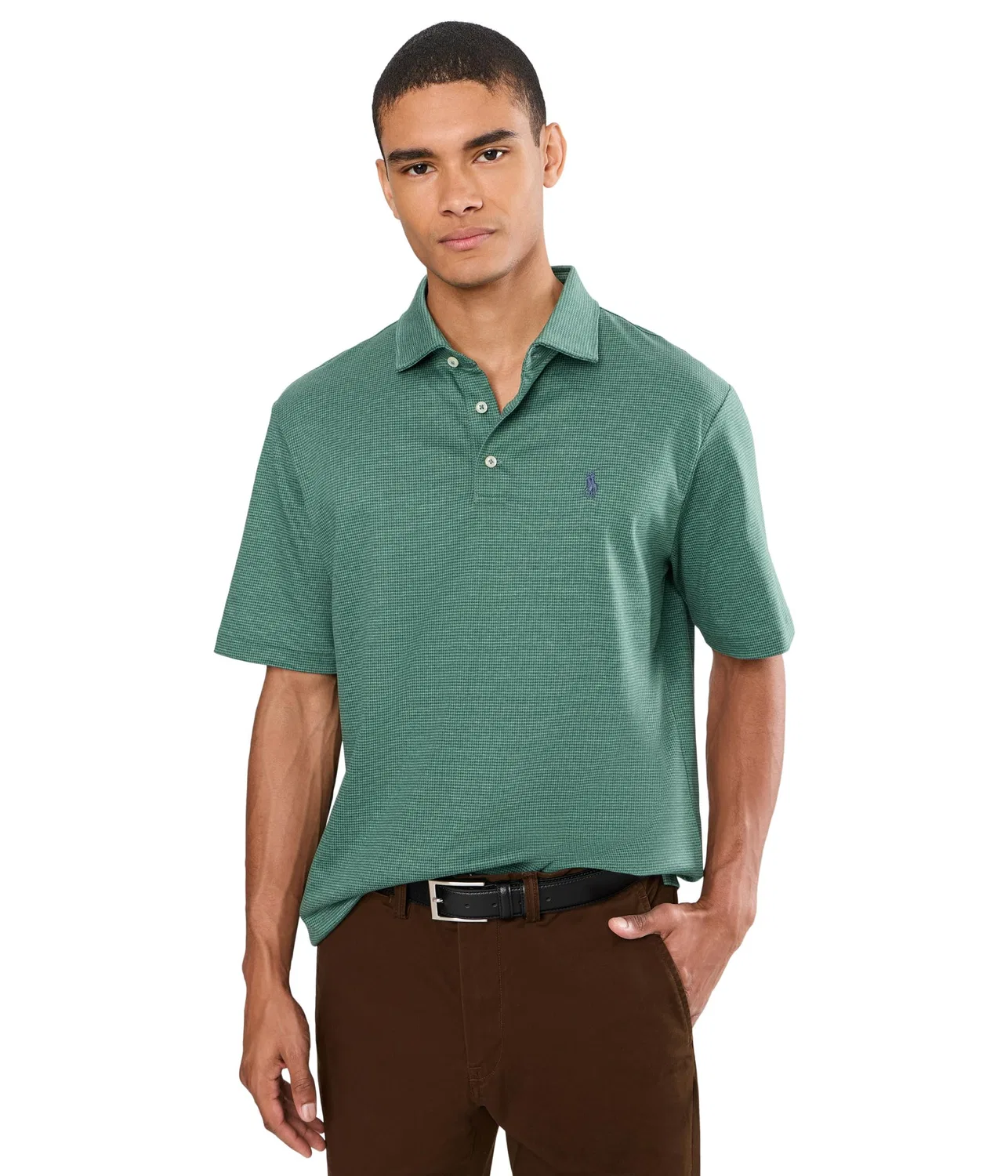 Классическая поло-рубашка из мягкого хлопка Polo Ralph Lauren, Fairway Houndstooth/Pine Heather