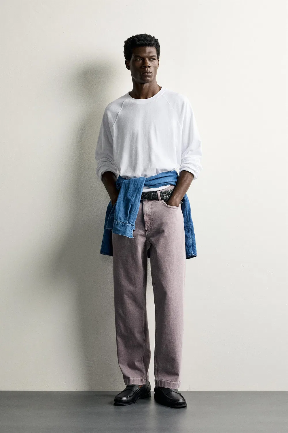 Выстиранные прямые брюки ZARA, Purple