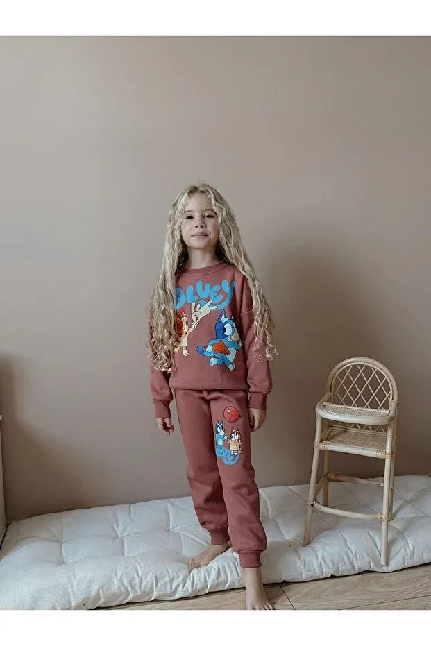 Детский спортивный костюм для девочек хлопковый Milays Life Home Collection, Gül Bluey
