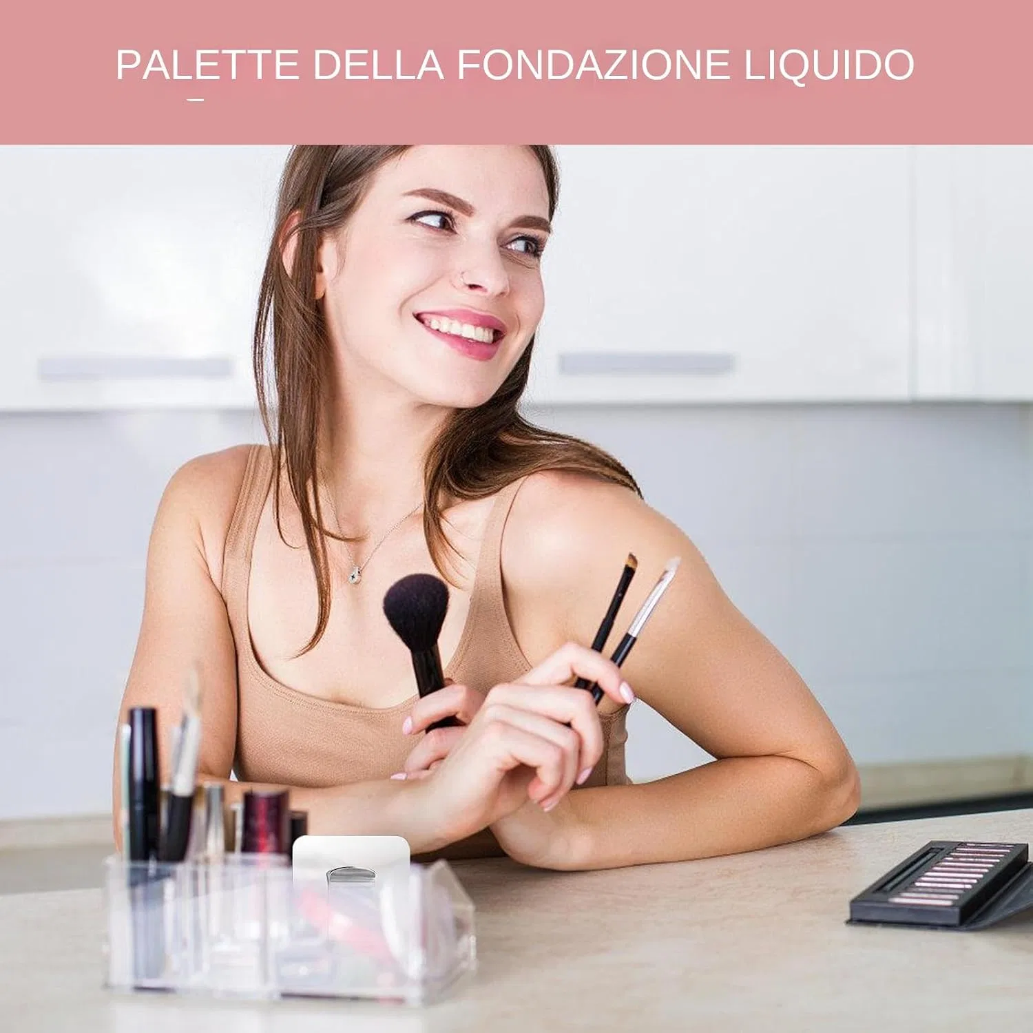 Палетка для смешивания макияжа из нержавеющей стали, 7.6 x 5.2 x 0.3 см, Small Generisch — фото 2