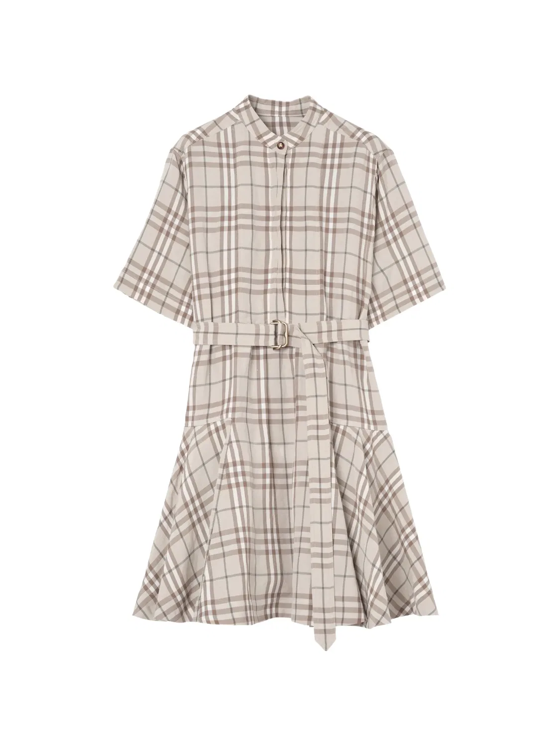 Платье из льняной смеси в клетку Burberry, нейтральные