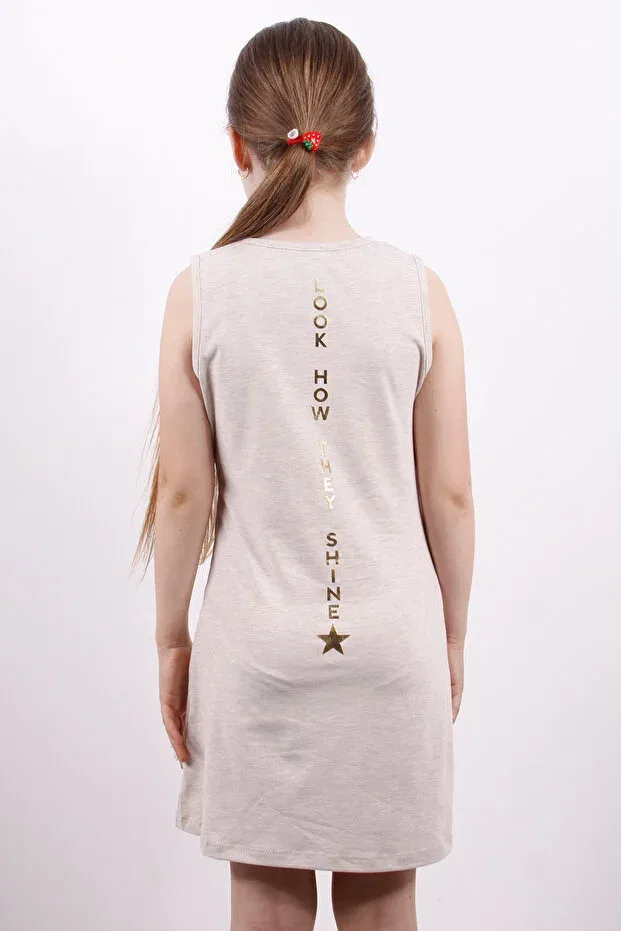 Детское платье для девочек с принтом Star patterned girl's dress gilded Toontoy, Coffee Melange — фото 3