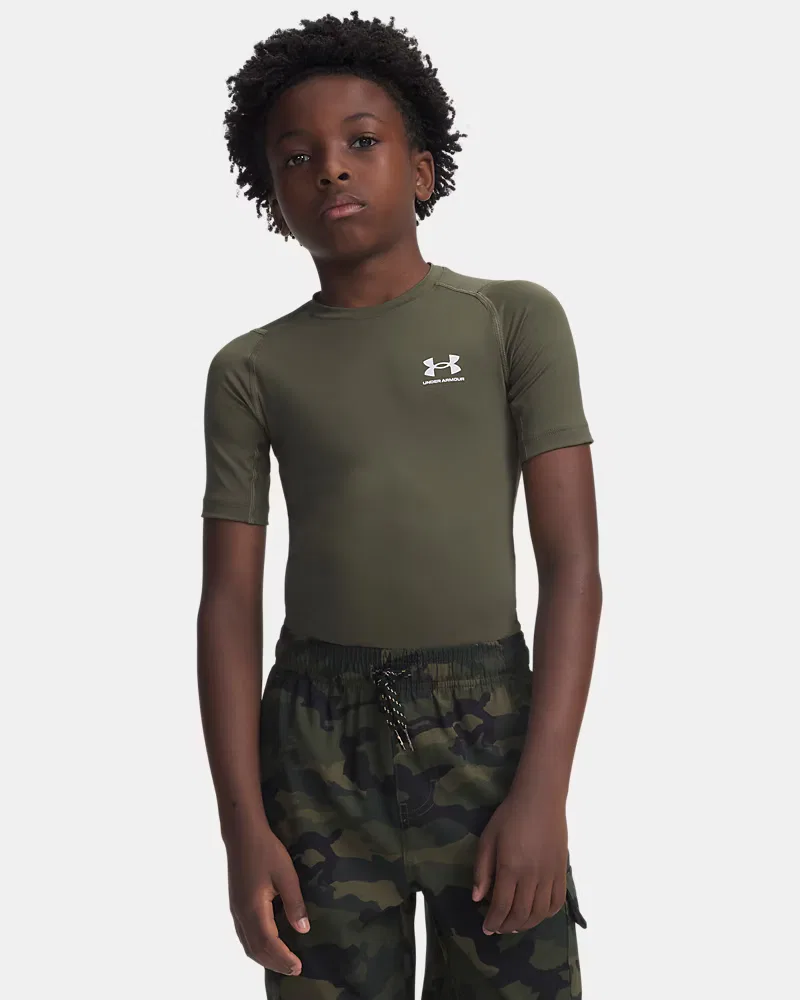 Футболка с коротким рукавом быстросохнущая HeatGear Armour UnderArmour, Marine Od Green/White