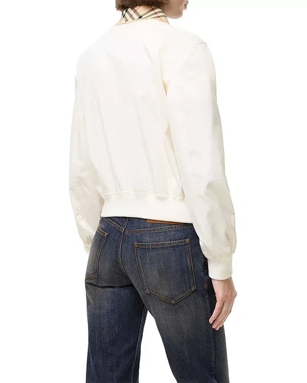 Женская куртка из тропической габардины с вязаным воротником Hayfield Burberry, Tundra White — фото 2