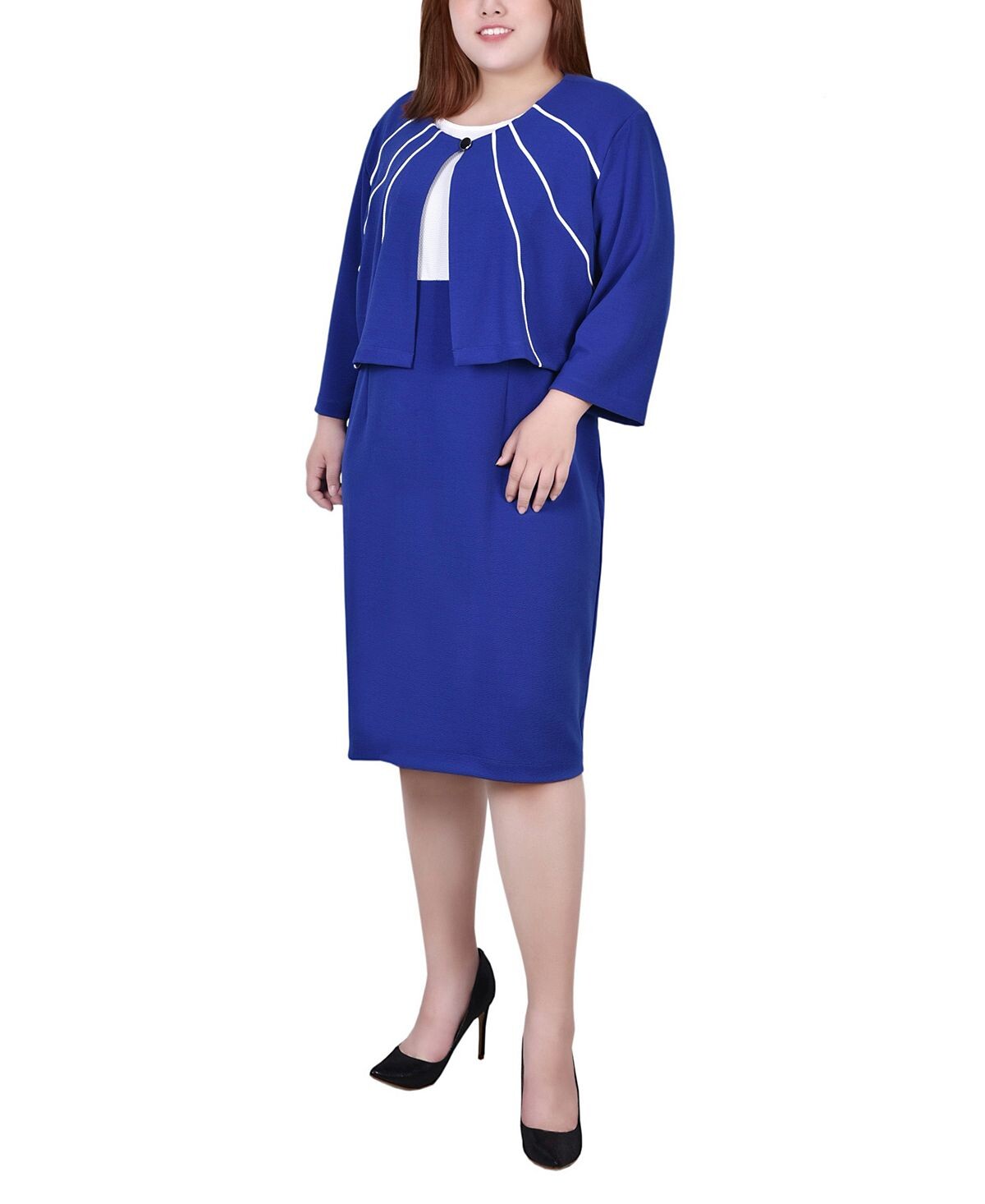 

Куртка и платье больших размеров с рукавом 3/4 NY Collection