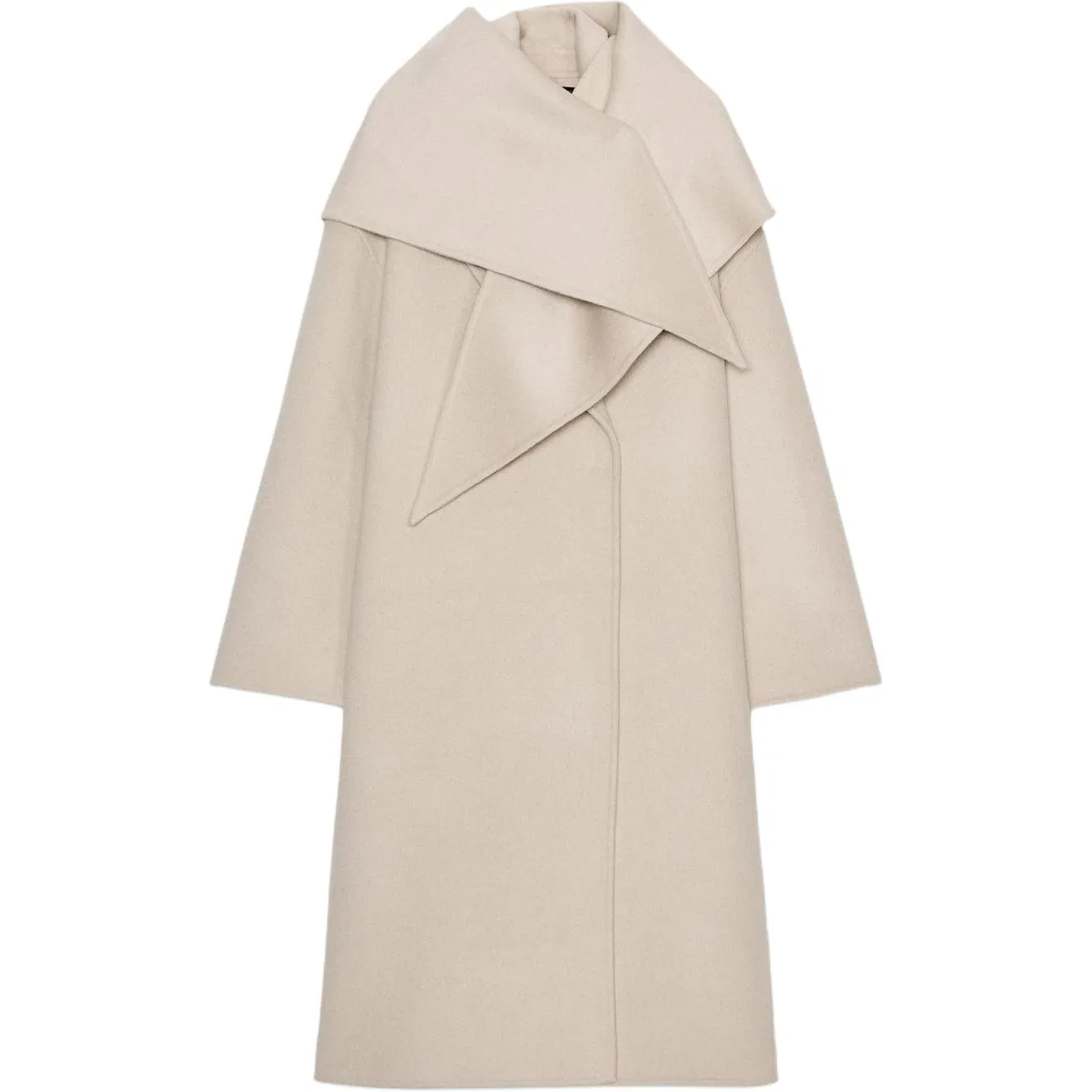 Женское пальто с лацканами, длина миди, ZARA, Raw White