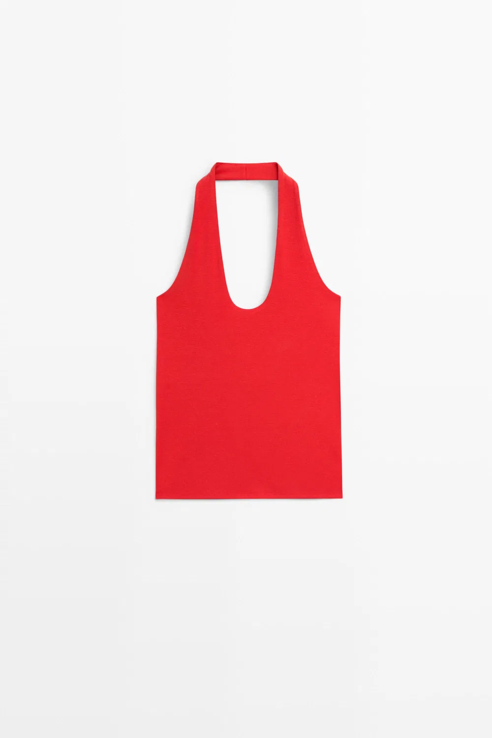 Топ Massimo Dutti Cotton Modal Blend Halter, красный — фото 2