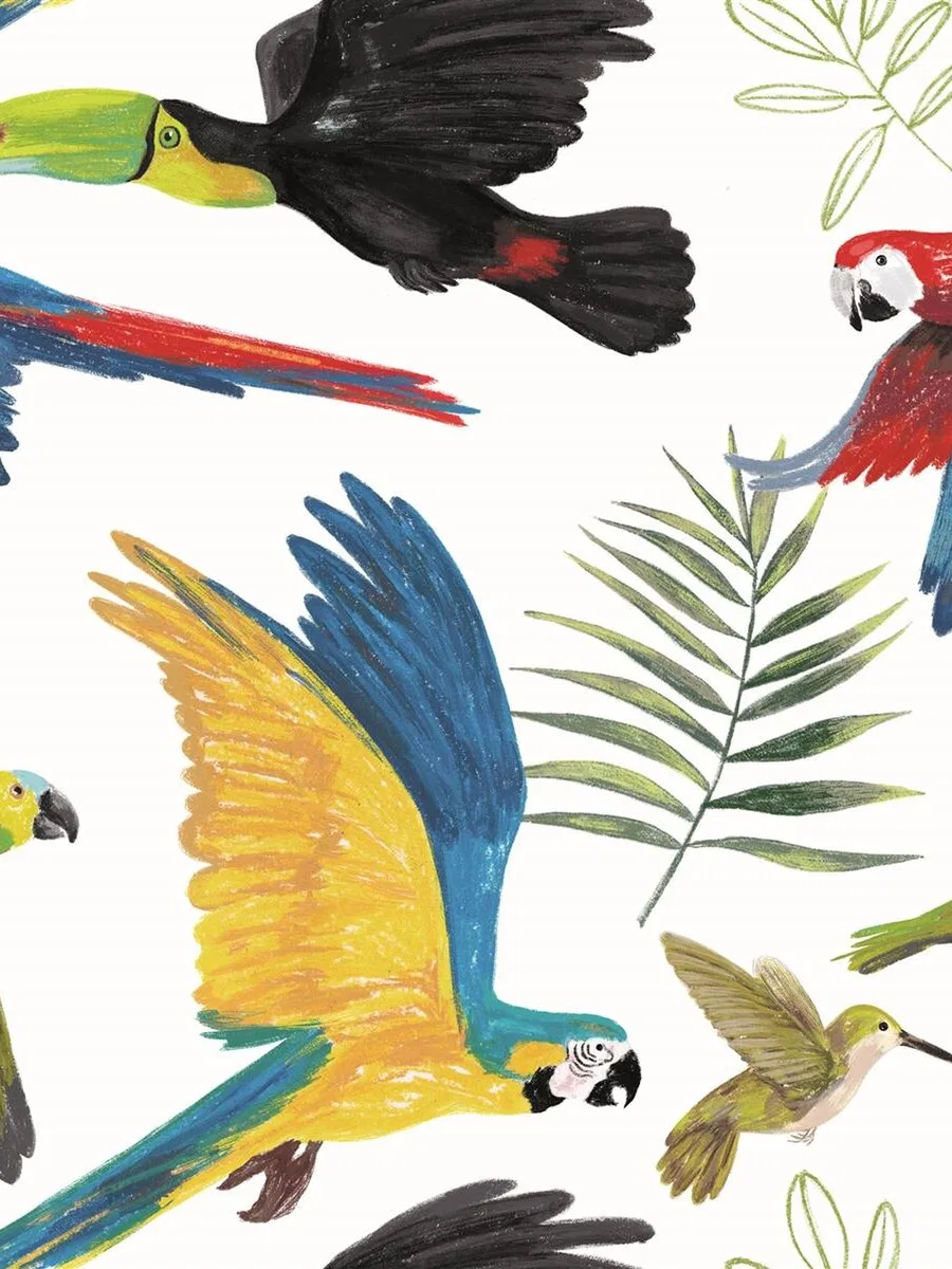 Комбинезон Walkiddy Regular Overalls 'Walkiddy - The Birds of Rainforest' белого цвета — фото 3