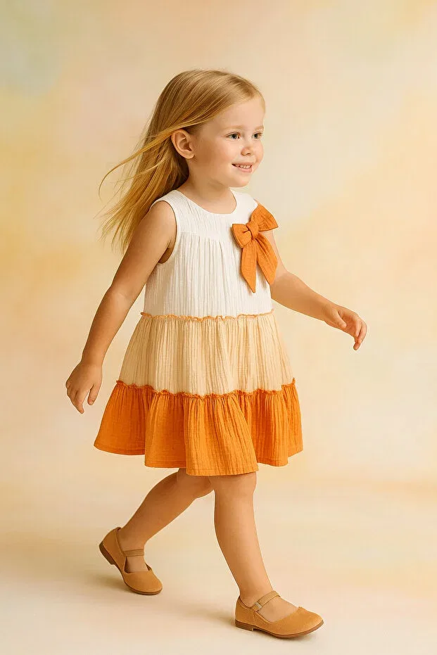 Детское платье для девочек с принтом Bow dress Luggi Baby, Orange