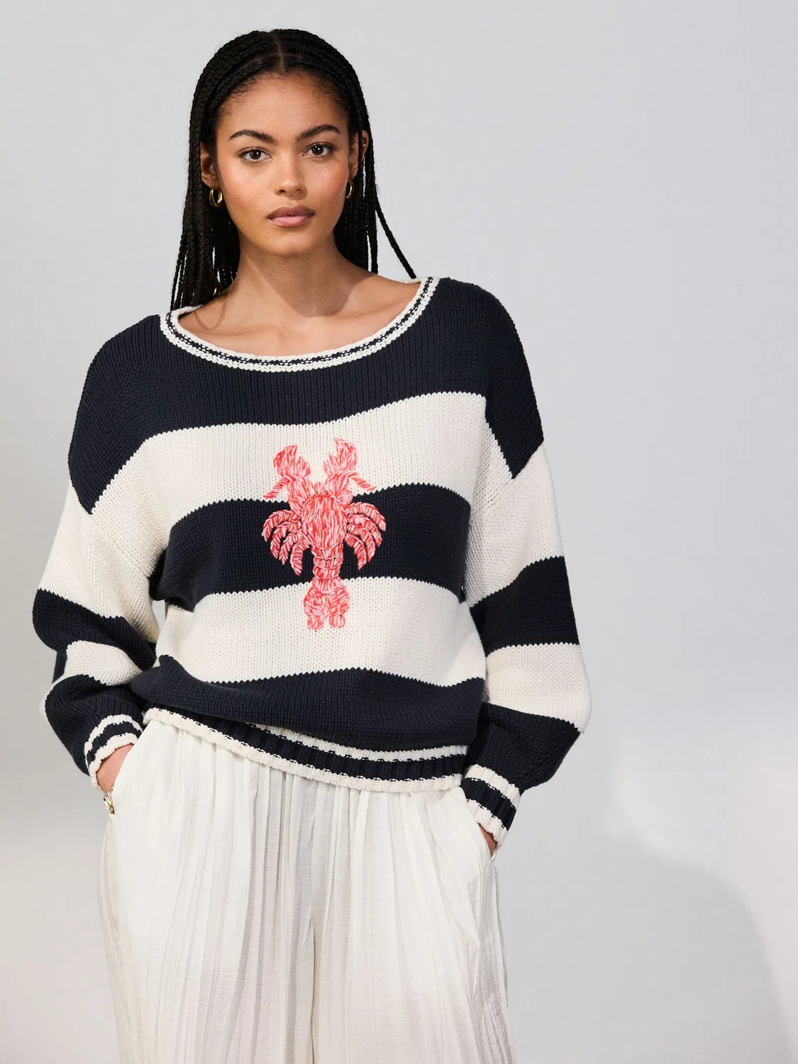 Джемпер с принтом омара Next, Navy Blue/White Stripe