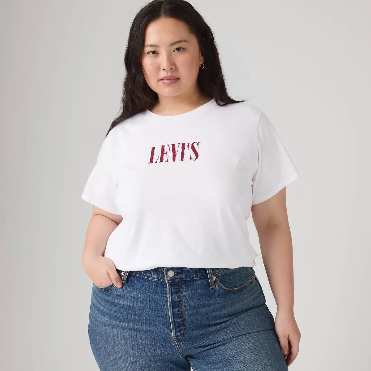 Идеальная футболка (большого размера) Levi's, Pl Serif Stud Outline Bright White - White