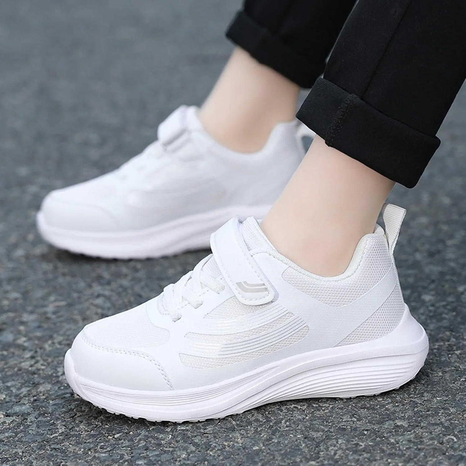 Детские кроссовки для девочек с сетчатым верхом, White — фото 2
