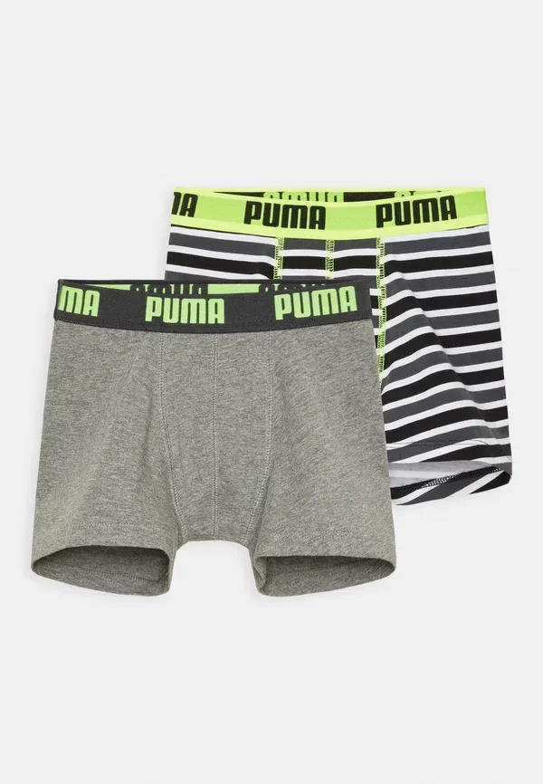 Боксеры хлопковые Boys basic boxer printed stripe 2 pack Puma Fluo Yellow/Grey, желтый/серый