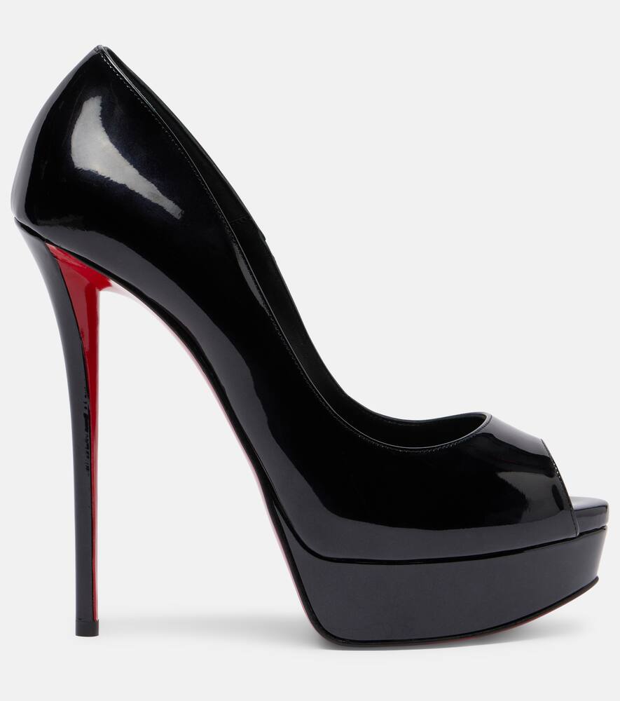 Туфли-лодочки Lady Z 160 с мыском и отделкой из лаковой кожи Christian Louboutin, Black/Lin Black — фото 4