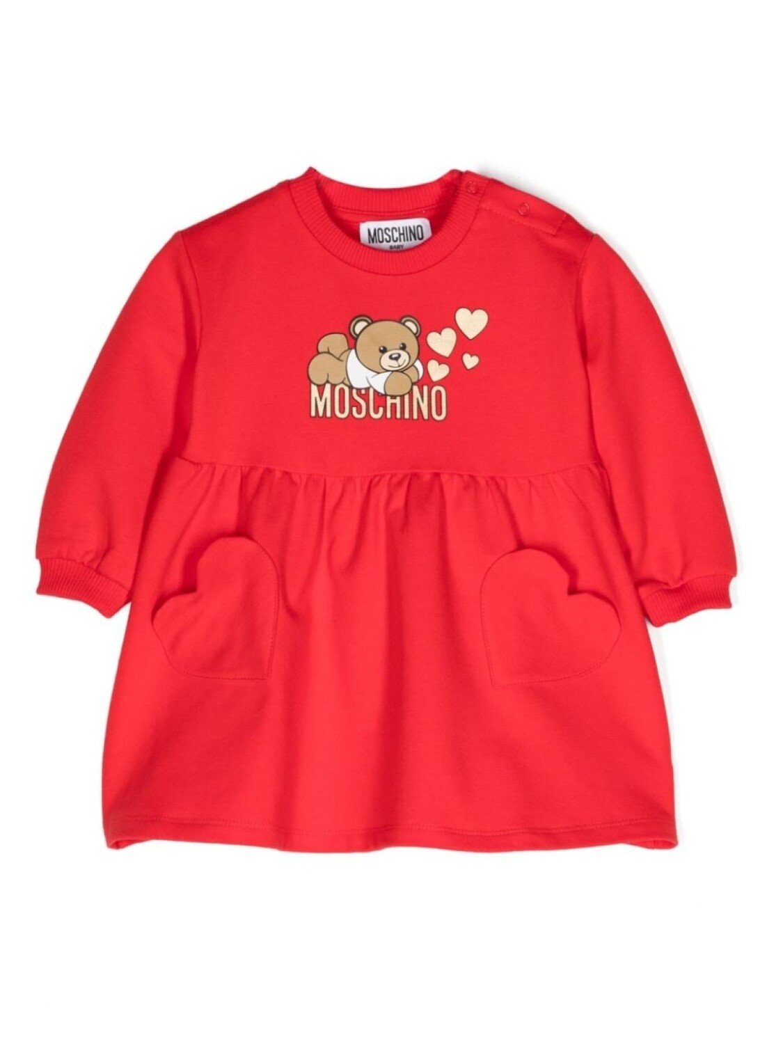 

Moschino Kids расклешенное платье с логотипом, красный