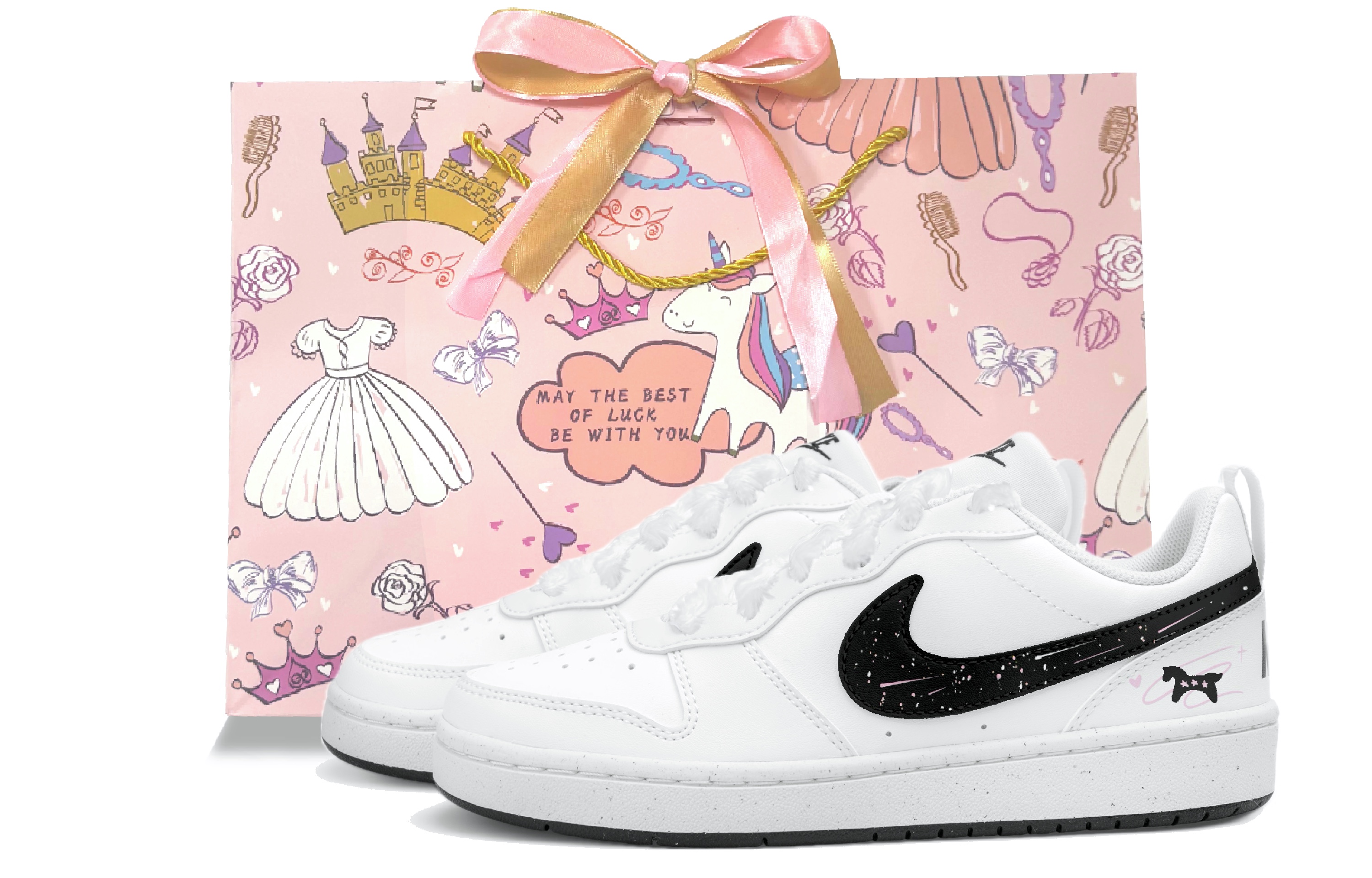 

Nike Court Borough Low top детские скейтбординг кроссовки White Black для подростков