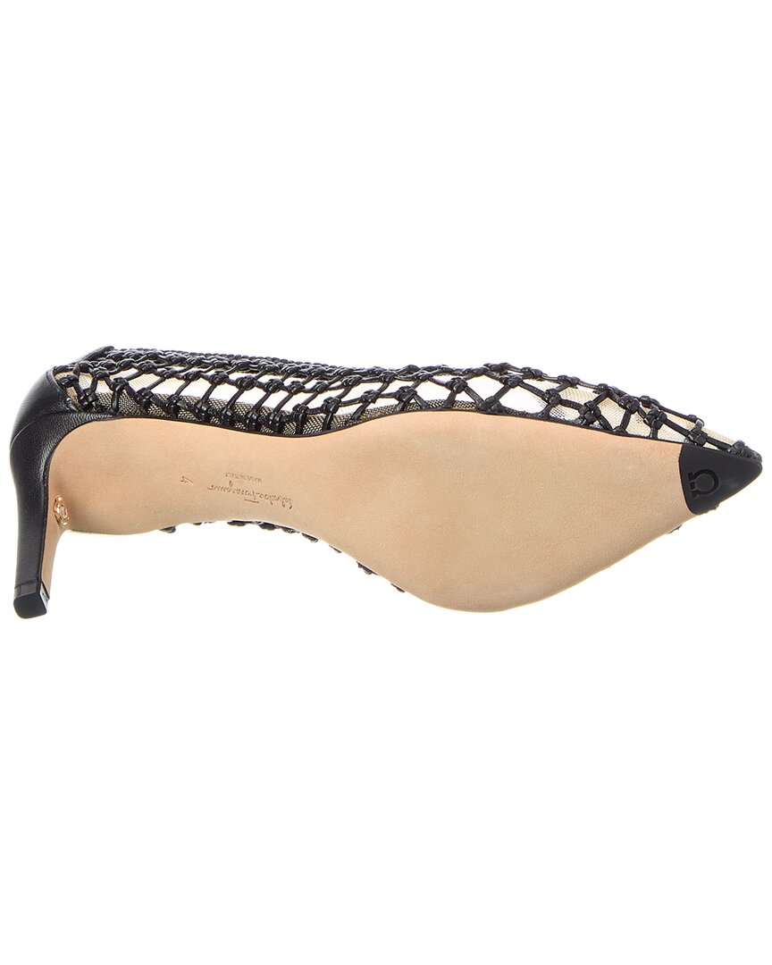 Ferragamo Ilary N70 туфли-лодочки из сетки и кожи Salvatore Ferragamo, черный — фото 4