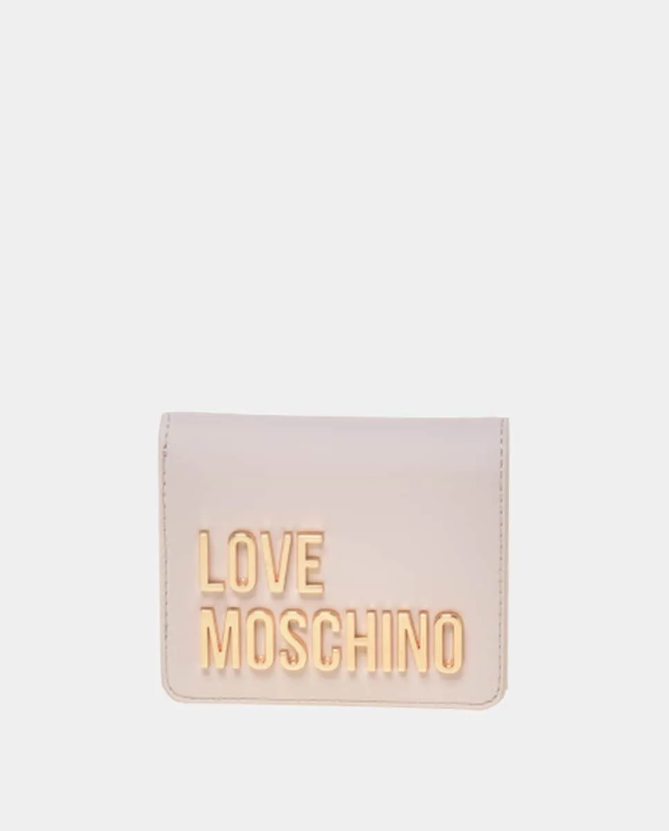 

Небольшой кошелек с логотипом Love Moschino, светло-бежевый