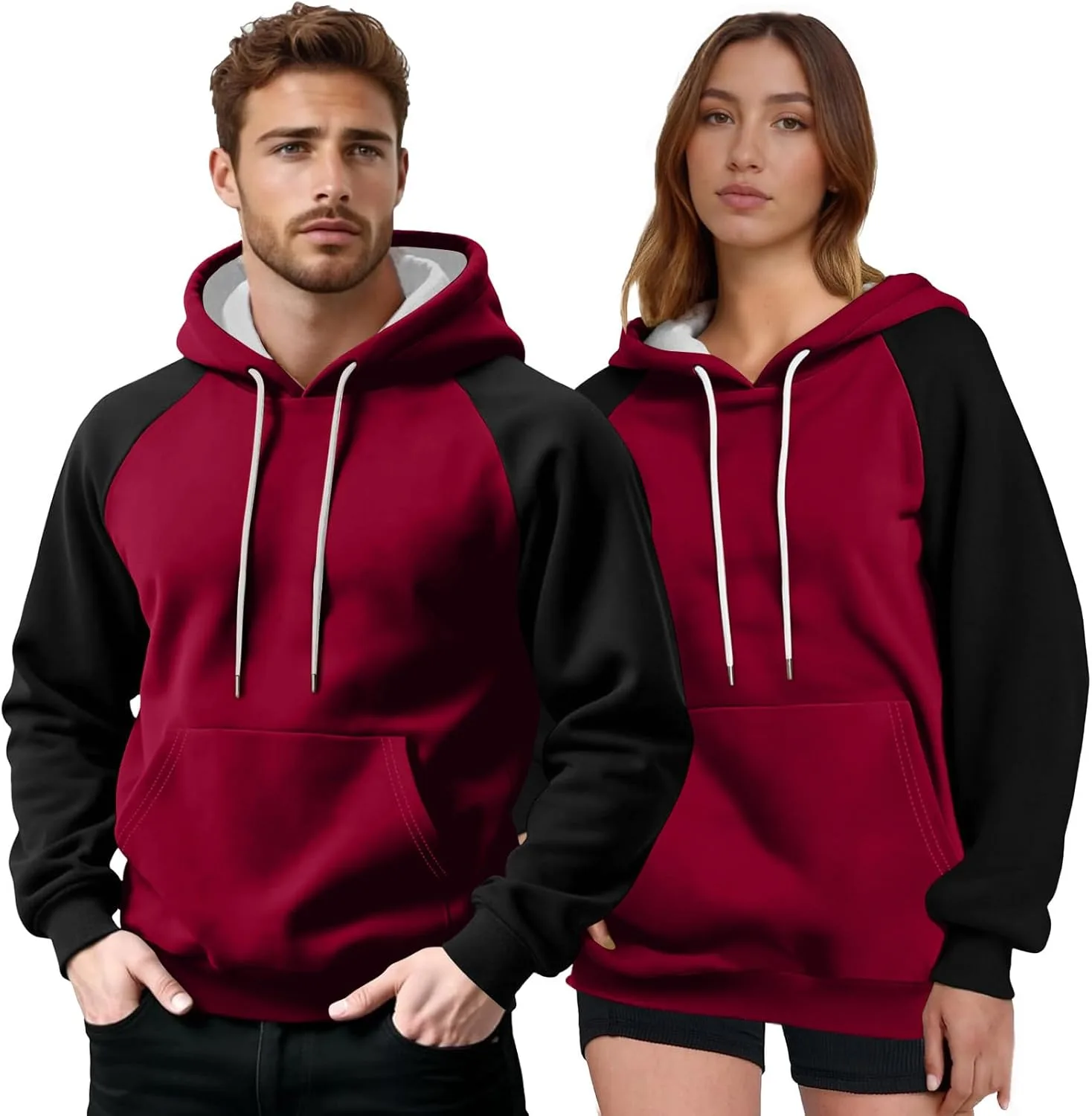 

Толстовка с капюшоном для мужчин Color Block с длинным рукавом и карманами QotLoyi