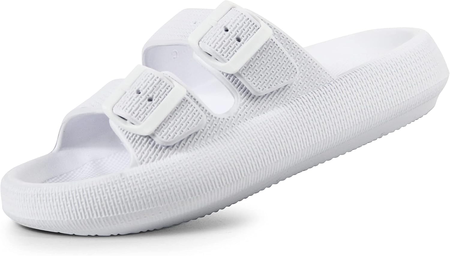 

Домашние тапочки Asifn для женщин и мужчин, босоножки для душа и пляжа, мягкая подошва, толстая пена, двойная пряжка, регулируемая обувь для улицы, белый