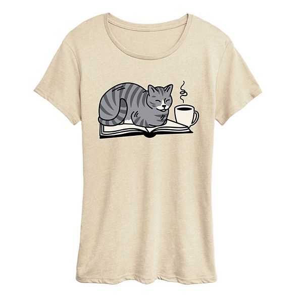 

Футболка с принтом "Кофе и кот на книге" для женщин Licensed Character, Beige, Коричневый, Футболка с принтом "Кофе и кот на книге" для женщин Licensed Character, Beige