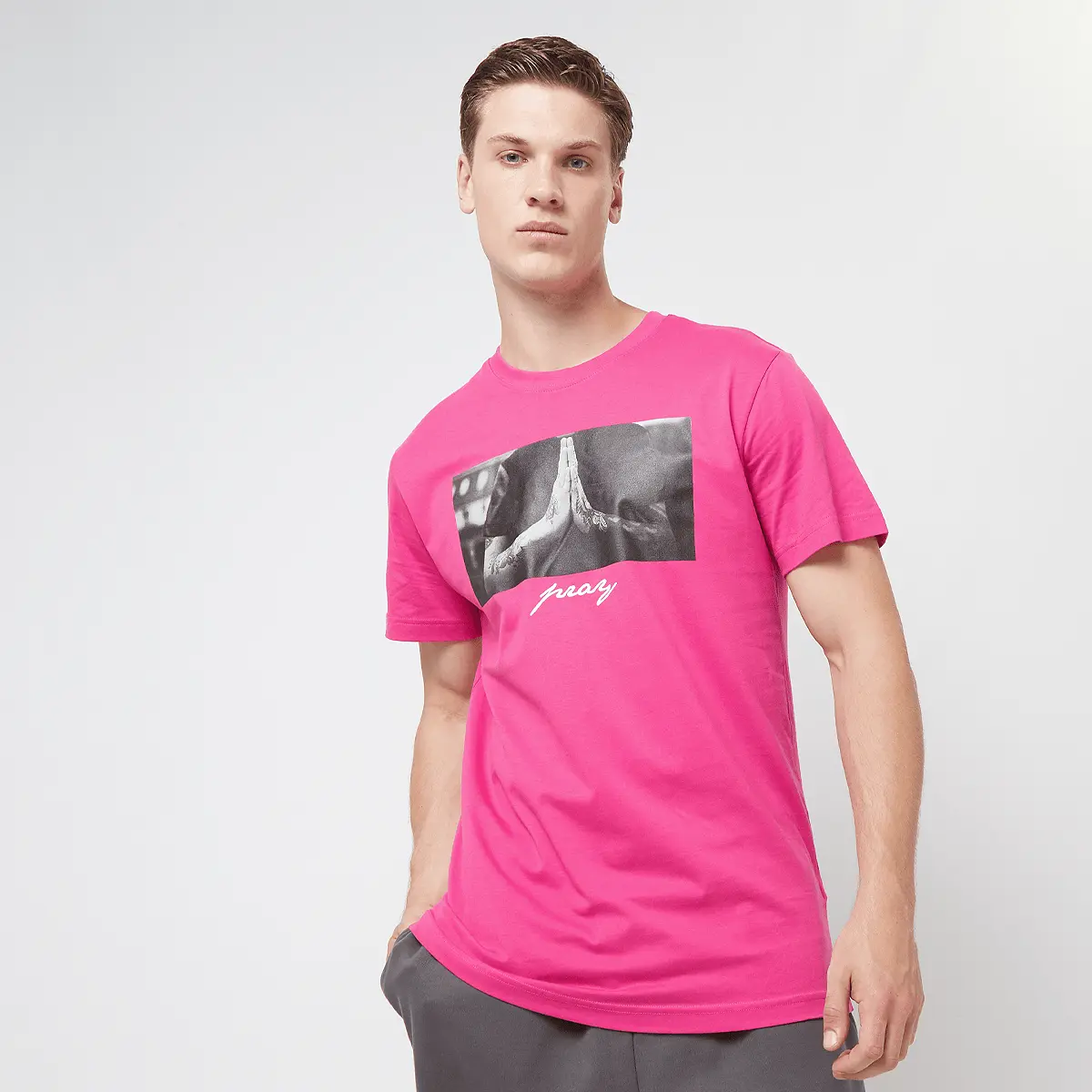 

Футболка Mister Tee Pray Tee, розовый/серый