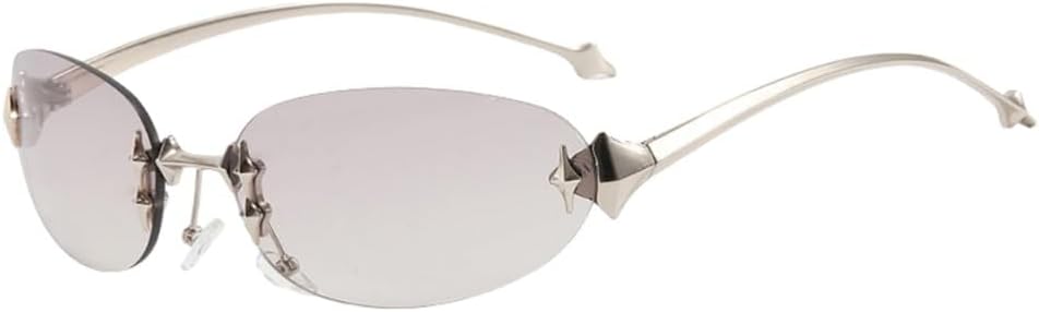 

Модные женские солнцезащитные очки без оправы в стиле ретро с металлическим декором, декоративные солнцезащитные очки с защитой от УФ-излучения UV400 UJNHGQ, Light Gray