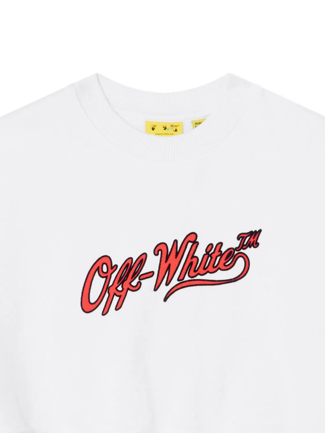 Свитшот укороченный с логотипом OFF-WHITE, белый — фото 3