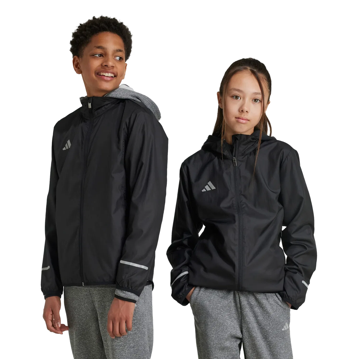 Детская ветрозащитная куртка Adidas Team WIND.RDY Kids Jacke, черный — фото 2