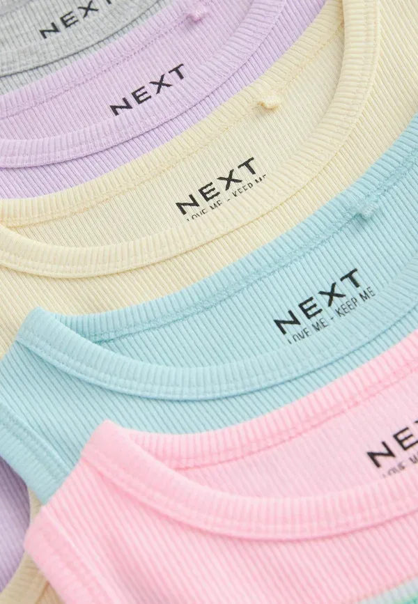 Футболки без рукавов 7 штук, хлопок, Regular fit - ribbed vests 7 pack, Next, Multi Pastel — фото 4