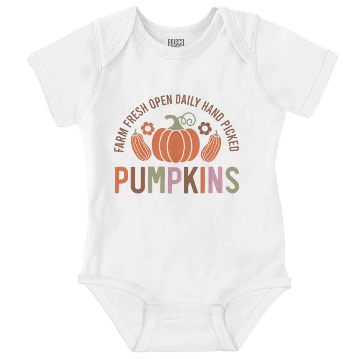 Детское боди с коротким рукавом Cute Fall Autumn Farm Fresh Pumpkins Brisco Brands, White